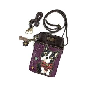 NEW Chala Boston Terrier Purple Vegan Leather 3-in-1 Convertible Crossbody Purse